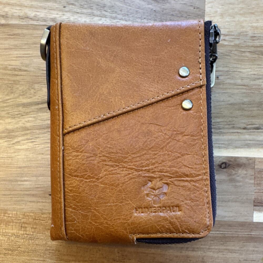 HUMERPAUL Brown Wallet Men’s Women's with Zipper, Snap & Credit Card Folding